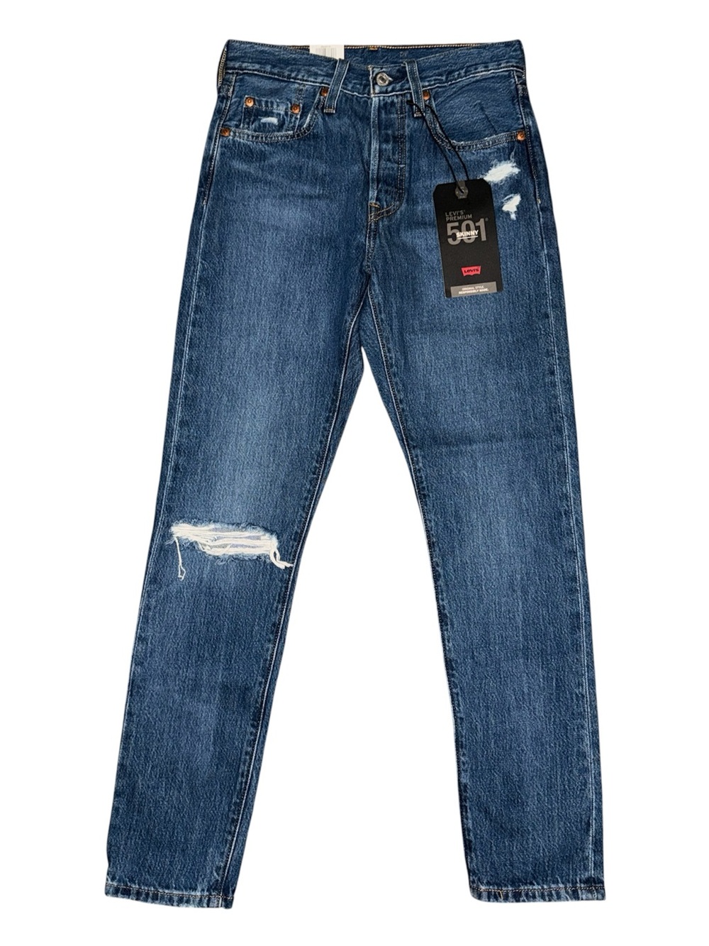Levi’s Premium 501 Skinny Distressed Jeans NWT Button Fly Women’s 24x28